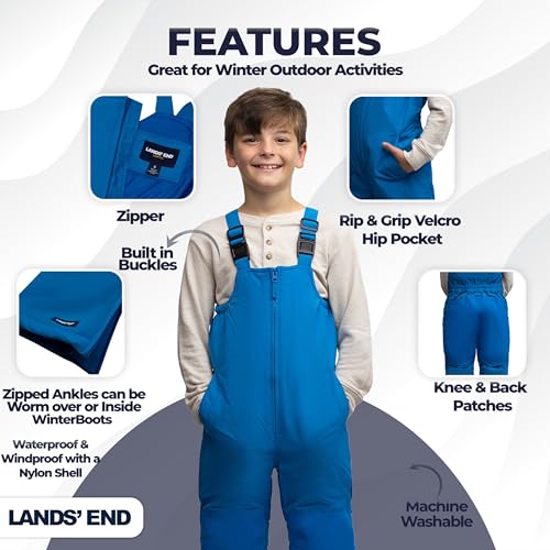 Image of Lands' End Boys Squall Waterproof Iron Knee Bib Snow Pants