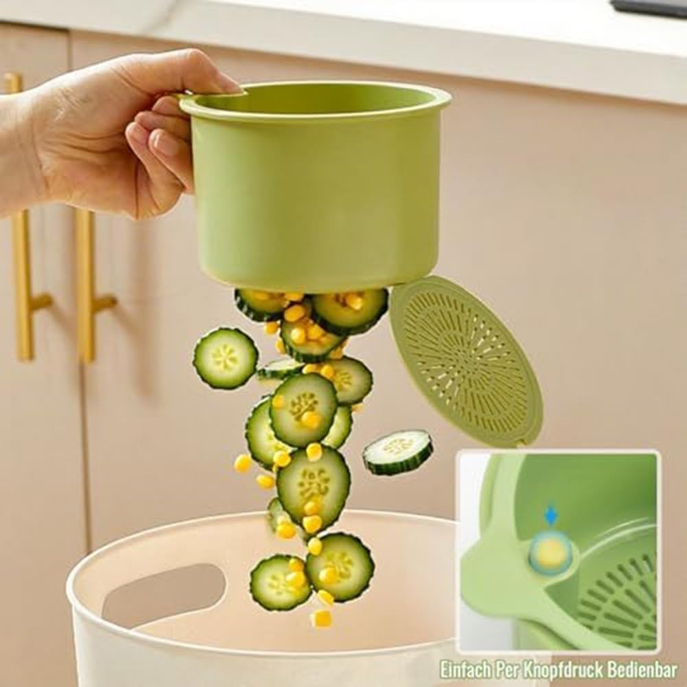 Cestello per lavello da cucina con design sospeso per un efficiente drenaggio dei rifiuti alimentari, pulizia della frutta e gestione igienica dello spazio della cucina (verde)