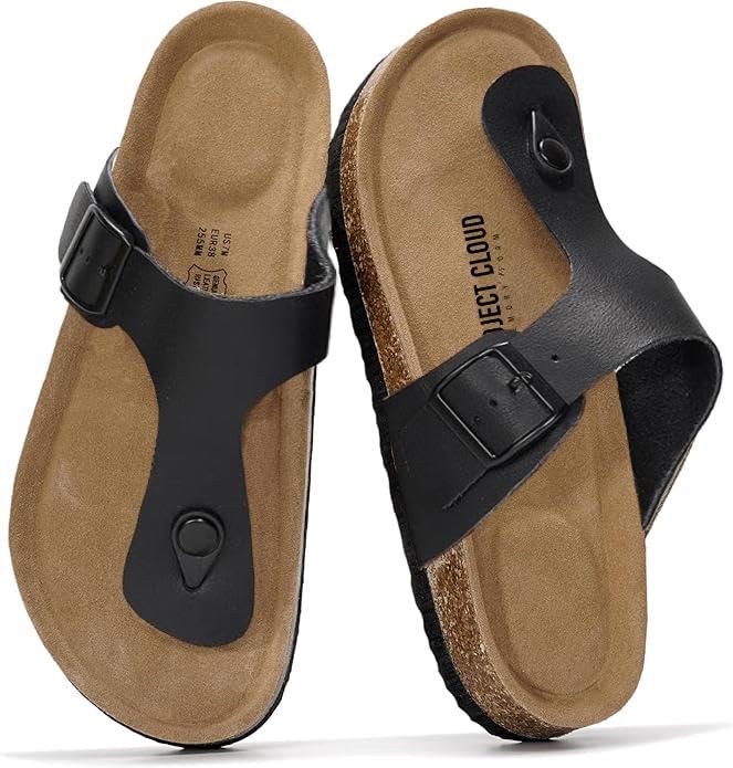 Project Cloud 100% Genuine Leather Thong Sandals Women Water-Resistant Beach Essentials Womens Sandals - Flip Flops for Women Footwear Memory Foam