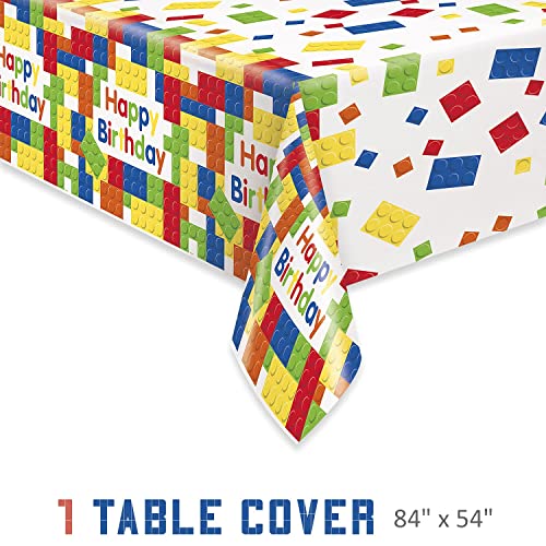 Building Block Party Supplies | Includes Large Plates, Cups, Tablecloth, and Napkins | Perfect Tableware for Brick and Construction themed Birthday Parties | Boys Birthday Party Decorations Serves 16 - Thumbnail 5
