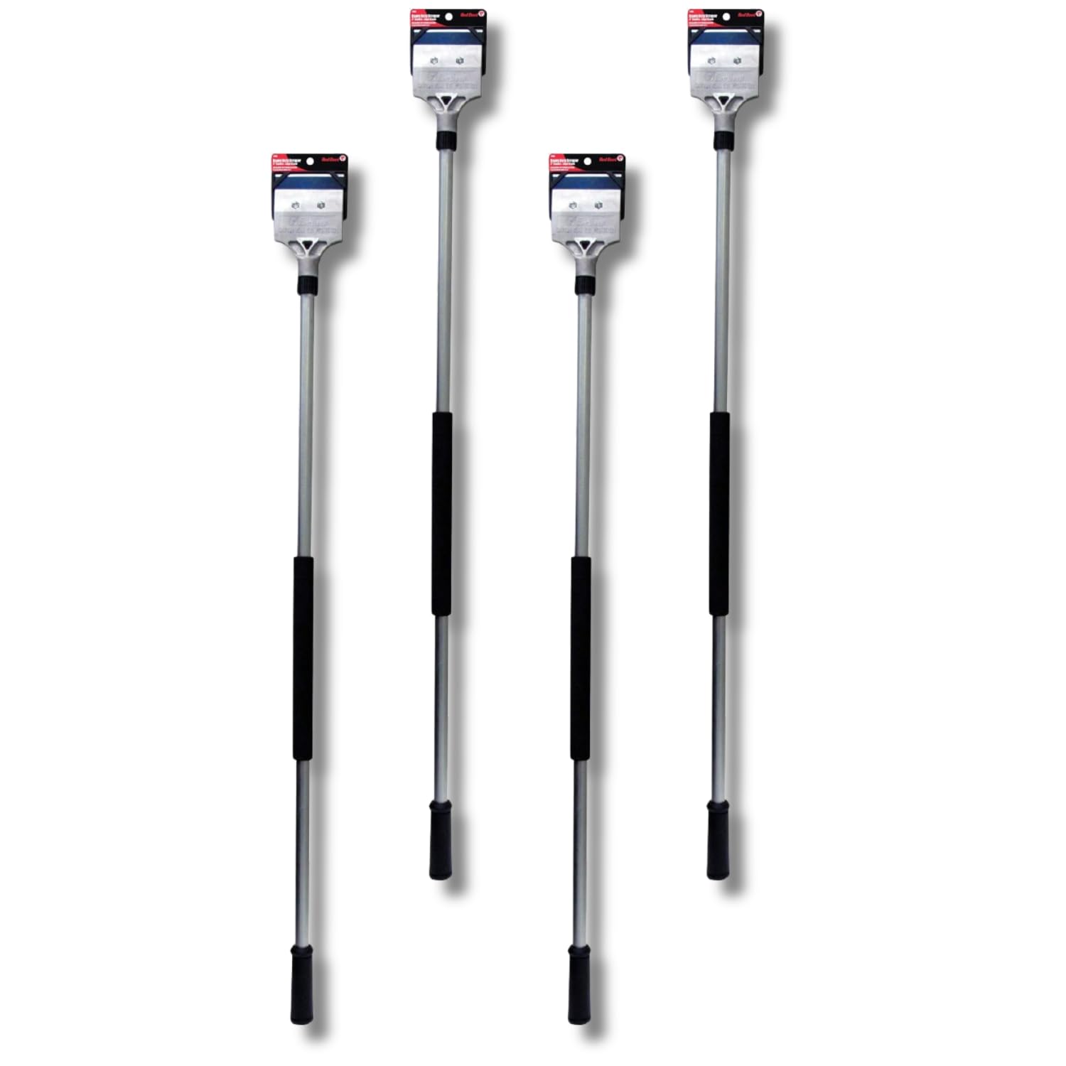 Red Devil 2108 Long Handle Heavy Duty Floor Scraper with 4-Inch Double Edge Steel Blade, Cushioned Grip Handle for Tile, Linoleum, and Carpet Removal, Pack of 4