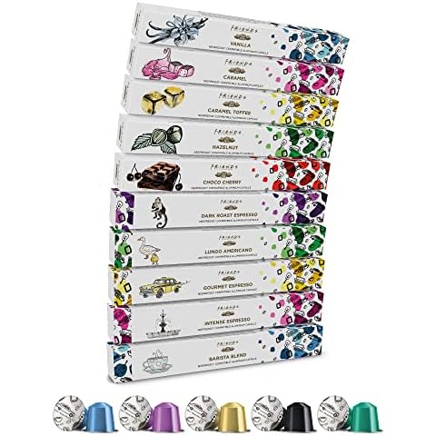Cafféluxe FRIENDS - Paquete de 100 cápsulas de café de aluminio variadas Cover