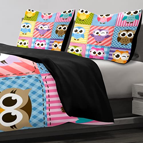 Duvet Covers Set King Colorful Funny Owls Friends - Soft And Breathable Microfiber Comforter Bedding Set With Zipper Closure For Kids Women Men, 1 Duvet Cover 2 Pillowcase #TOP4