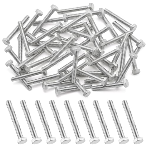 Image of Zonon 50 Pcs 3 /8-16 x 2 Hex Head Screw Bolt 18-8 (304) Stainless Steel Hexagon Bolts, Fully Threaded, Plain Finish, External Hex Drive (Silver)