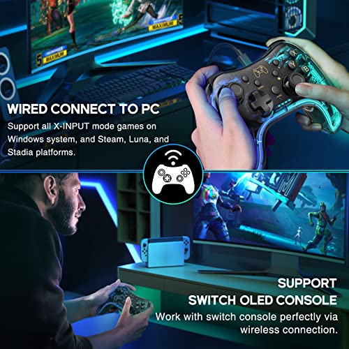 Elisween Switch Controller For Switch/Oled/Lite, Replacement For Switch Pro Controller Support Pc & Android/Ios With Cool Rgb Led, Wireless Switch Controller With Turbo,Vibration #TOP6