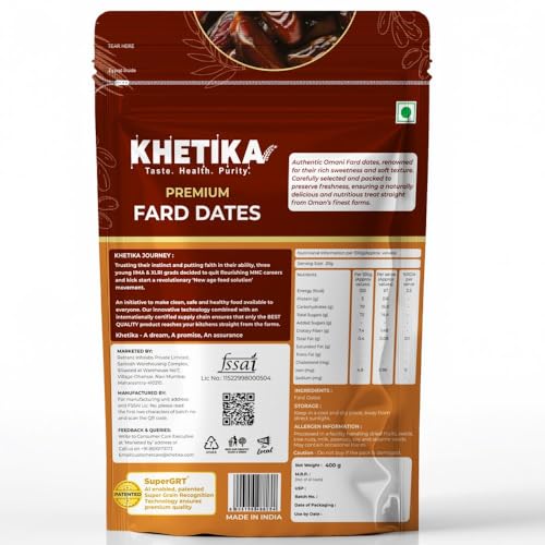Image of Khetika Premium Fard Dates 400gm, Dry Fruits, Khajoor, Khajur, No Added Sugar