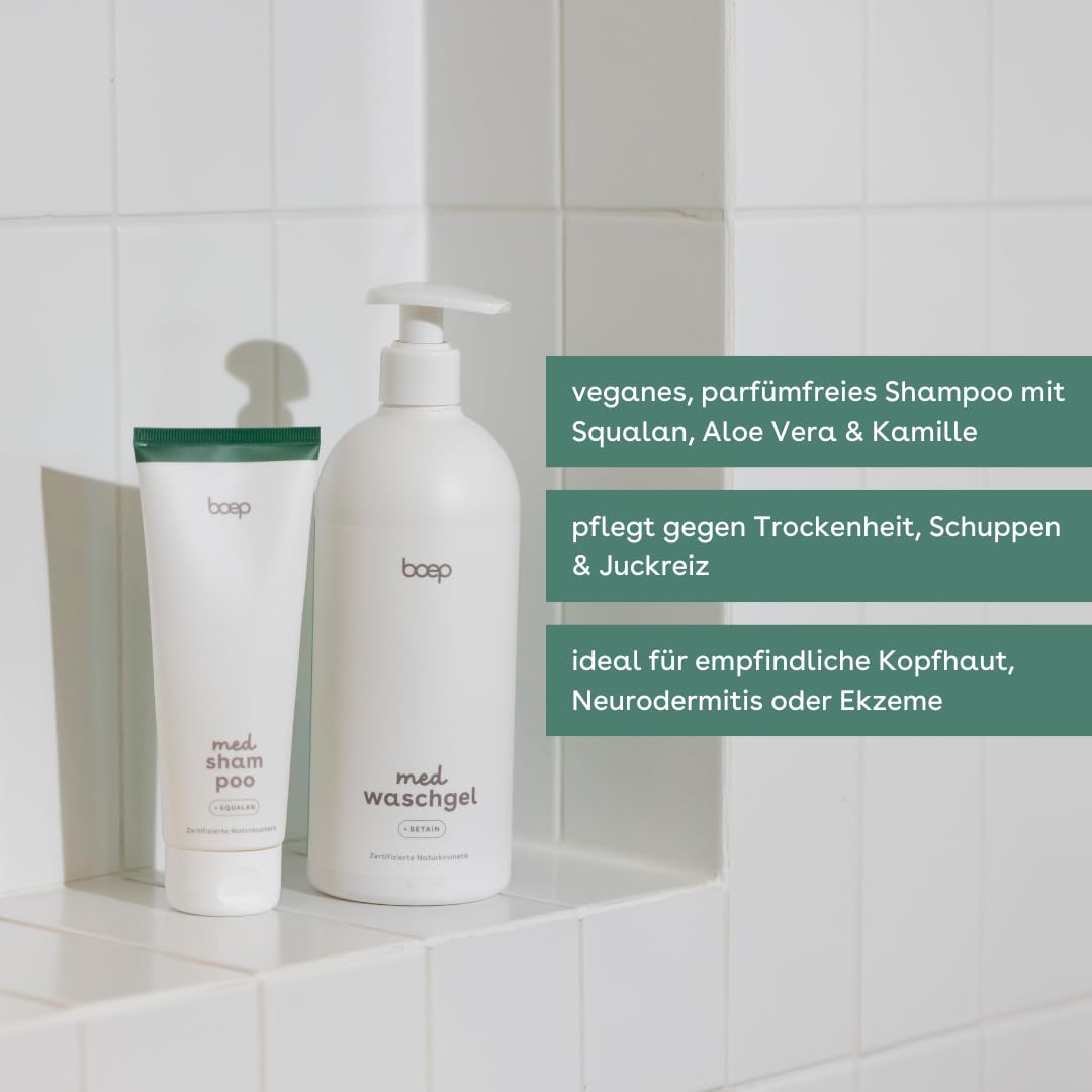 boep med shampoo, shampoo delicato e senza solfati, senza profumi per cuoio capelluto secco, prurito o incline a forfora secca, anche in caso di dermatite atopica o forforfora secca, (500 ml)