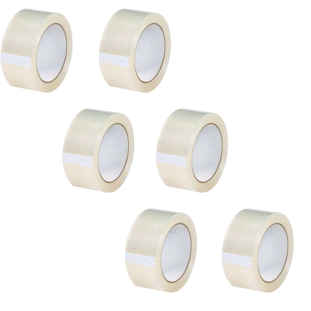 Hasanat Essentials 2 inch x 100 Yards Clear Packing Tape Robust Heavy Duty Tape for Sealing Boxes Moving Homes Shipping Office Use 6 PC