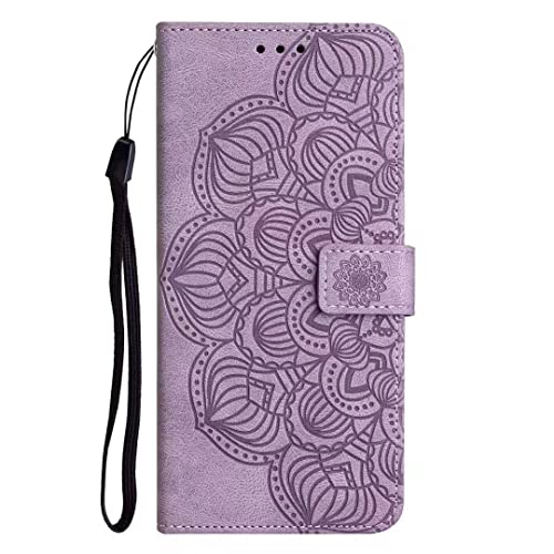 Xiaomi 12T/12T Pro Funda de teléfono tipo cartera para mujeres y niñas con tarjetero de crédito, diseño de mandala, funda protectora a prueba de golpes para Xiaomi 12T/12T Pro Púrpura Cover