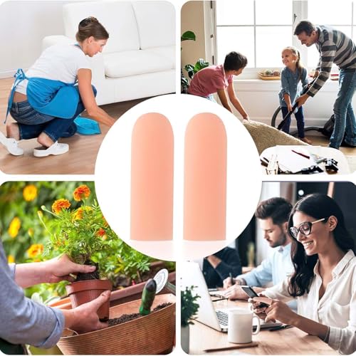 Image of 20 PCS Finger Gloves, Silicone Finger Protector for Kitchen Use, Medical Finger Cots for Arthritis, Cricket, Guitar Playing, Thumb Sucking, (16 Slender + 4 Small), Skin Tone