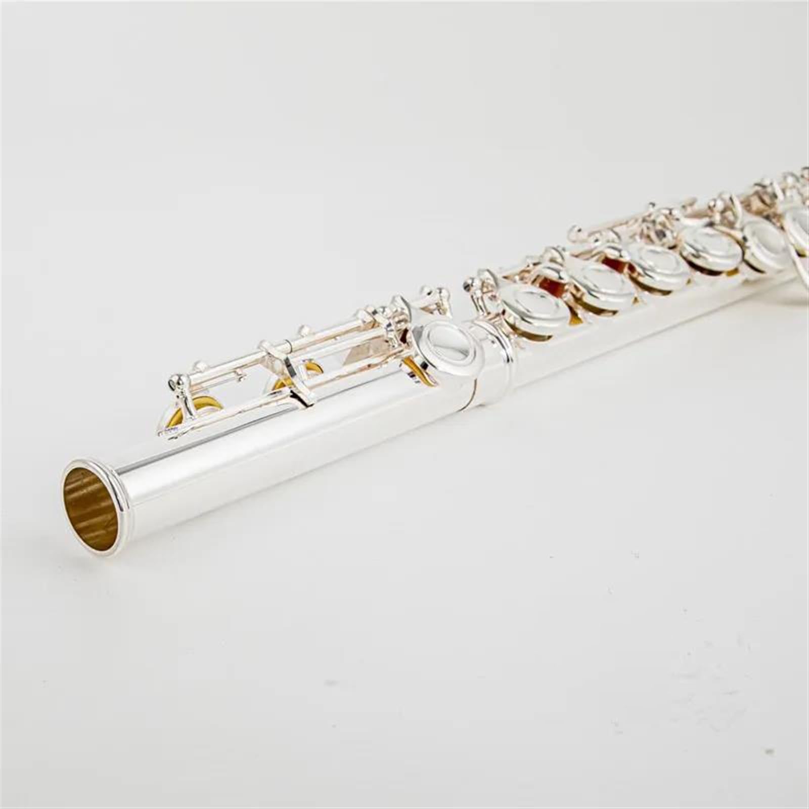 Flauto Traverso Flauto Placcato Argento 16 Chiavi Flauto Foro Aperto E-Mech Strumento Musicale