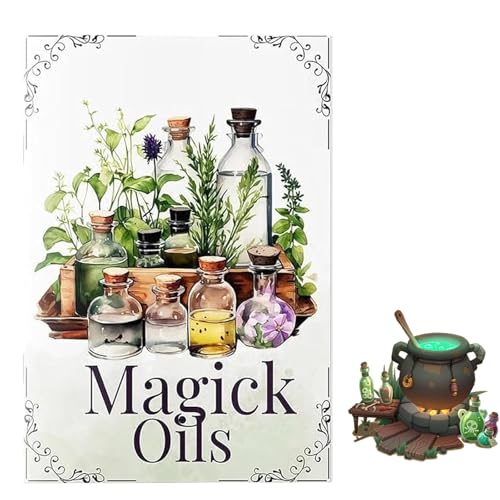 clhjinruoliu Magische Öle Schnellreferenzbuch, 35-seitiger Leitfaden zur Herstellung magischer Öle, Anfängergeister und Kräuterrezepte, Küchenhexe-Zaubersprüche & Kräutermagie-Leitfaden