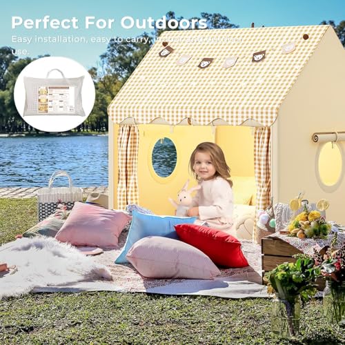Kinder Spielhaus Indoor,Kinder Bettzelt,Spielzelt für Drinnen,Prinzessin Zelt mit Fenstern, Kinderspielhaus, Kuschelecke Kinderzimmer Dekor