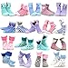 TeeHee Little Girls and Toddler Cute Novelty and Fashion Cotton Crew Socks 18 Pair Gift Box (3-5 Years, Heart Stripe and Ruffle)