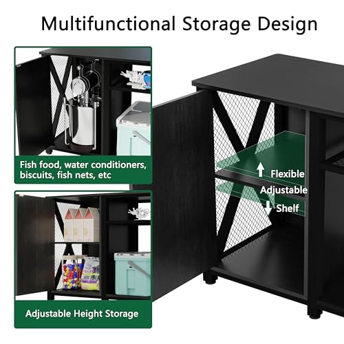 MATONELL Heavy Duty 55-75 Gallon Aquarium Stand with Power Outlets, Cabinet for Fish Tank Accessories Storage - Metal Fish Tank Stand Suitable for Fish Tank, Turtle Tank, 880LBS Capacity, Black