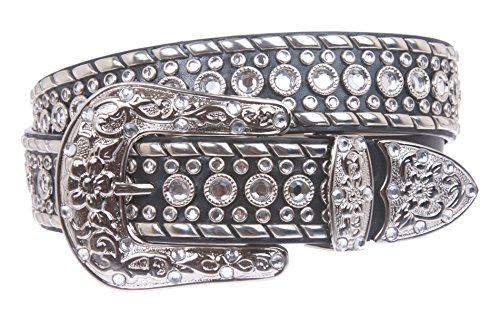 beltiscool Western Rhinestone Silver Studded Leather Belt