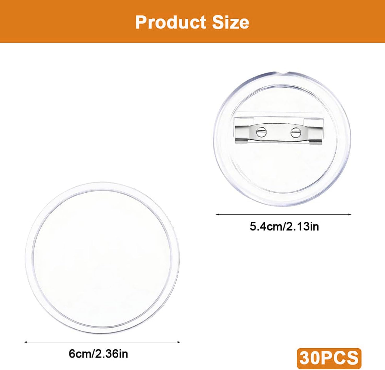 Bignc 20 Spille Vuote Trasparenti In Acrilico Per Creare Distintivi Fai Da Te - Diametro 6 Cm, Kit Portabadge - 2