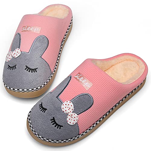 Mishansha Peluche Pantoufles pour Femme Antidérapant Confortable Chaussons Mixte Léger Doux Chaud Slippers Homme Hiver Chaussures d'intérieur, Chaud Rose 37/38 EU=38/39 CN