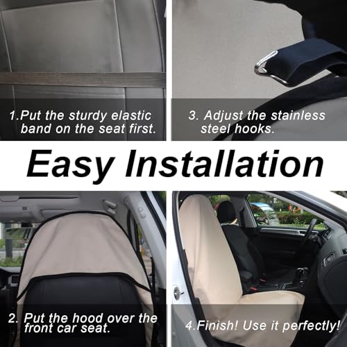 Image of Car Seat Cover Protector Front Seats,for Gym Workout,Running,Swimming,Beach and Hiking,Waterproof Sweat Towel Bucket Seat Covers for Cars SUV Trucks (Off-White, 2Pcs)