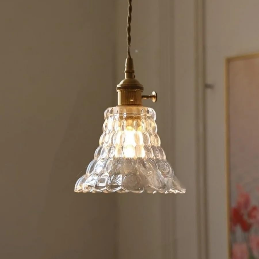 Lampe LED suspendue en verre fleurie pour un éclairage de cuisine tamisé