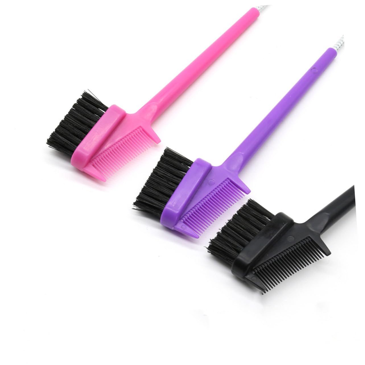 Baluue Professional Eyebrow Brush Eyelash Comb Set 6pcs Double-sided Gentle for Edges Smooth Handle Portable for Home Salon or Travel