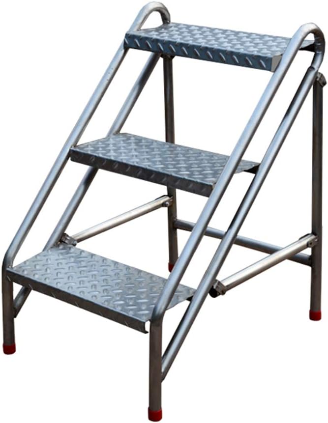 Portable Folding 3-Step Ladder Stool Multifunctional Household Staircase Flower Stand Storage Shelf Heavy Duty Steel,100 kg Capacity