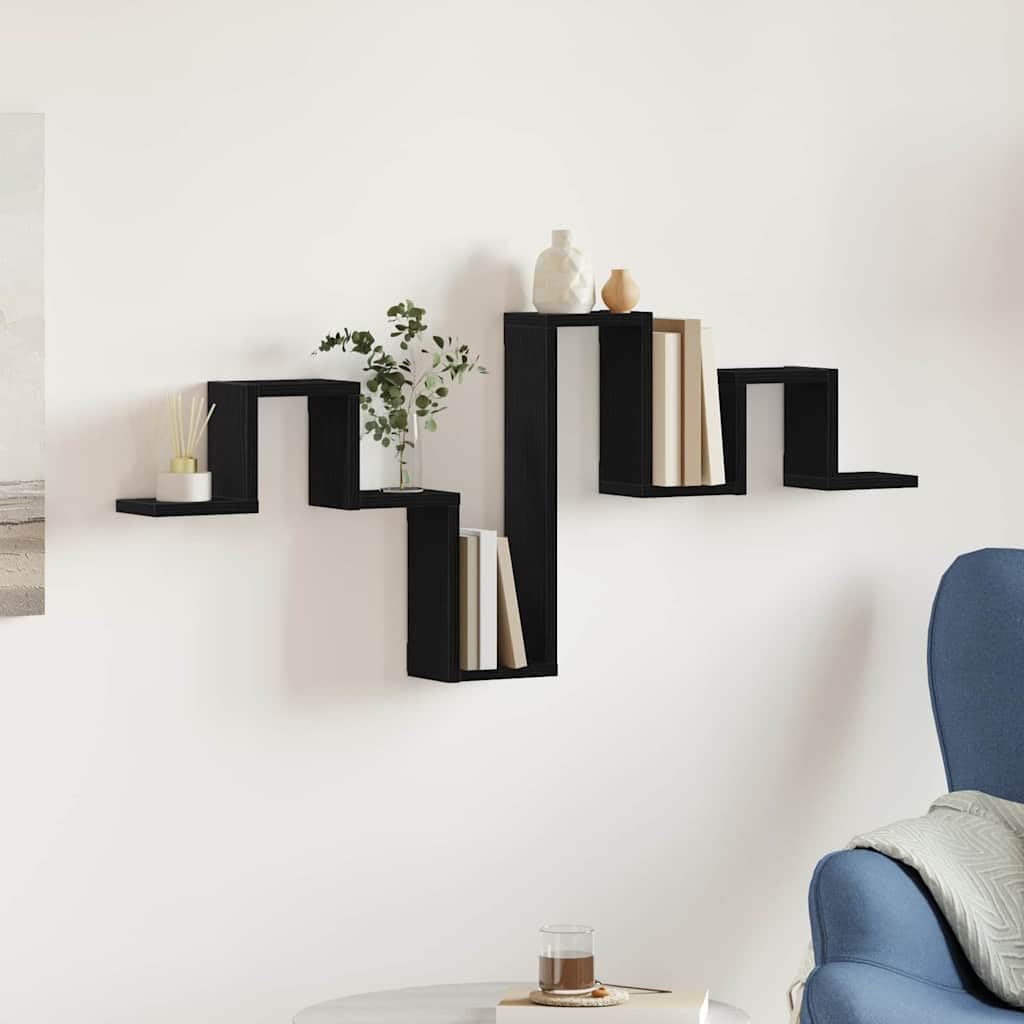Étagère murale en chêne noir 104,5 cm pour salon et bureau