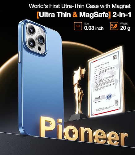 TORRAS Navy Blue & Sky Blue Slim Fit Magnetic Case for iPhone 15 Pro Max