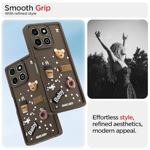 Image of Pikkme Back Cover for Honor X6b | Cute Fun Cartoon 3D Bear Silicone Full Body Protection Bumper Case (Brown)