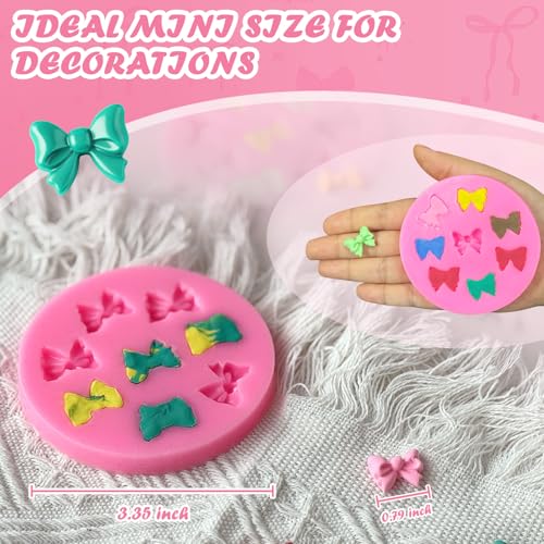 Image of HKNMTT Mini Bow Silicone Molds for Candy Fondant Chocolate Clay Cake Sugar Cake Pop Decorating, 16 Cavities Cute Shapes DIY Cupcake Toppers Craft Birthday Moulds