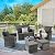 KEIKI 6-Piece Outdoor Patio Furniture Set, Rattan Patio Conversation Set with 2-Seater Sofa, 2 Single Sofa, 2 Ottomans, Coffee Table, PE Wicker Sofa Set, for Garden, Backyard, Lawn, Deck, Dark Gray