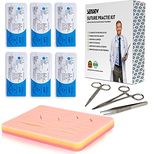 Suture Training Pad Suture Practice Kit for Medical Dental Vet Training Students, Including Large Silicone Pad,Tool Kit with Needles