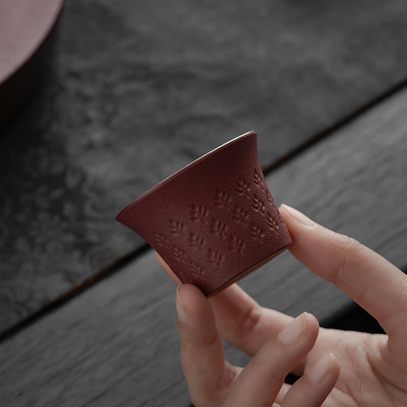 Tea Cup Wabi-sabi Style Coarse Pottery Kung Fu Set Household Purple Clay Small Floral Japanese Single Soaking Container
