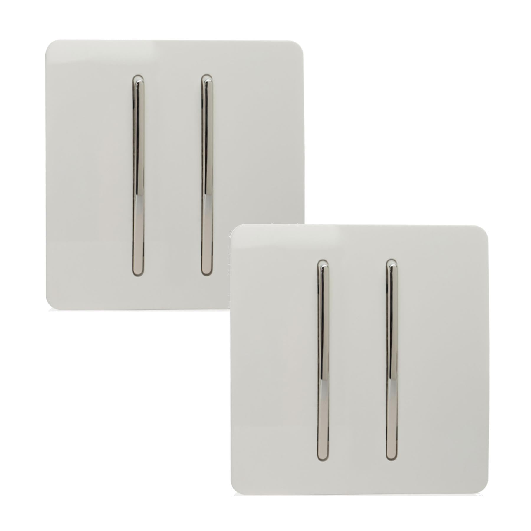 Trendi Switch 2 Gang 1 Or 2 Way Ice White Rocker Light Switch 2 Pack