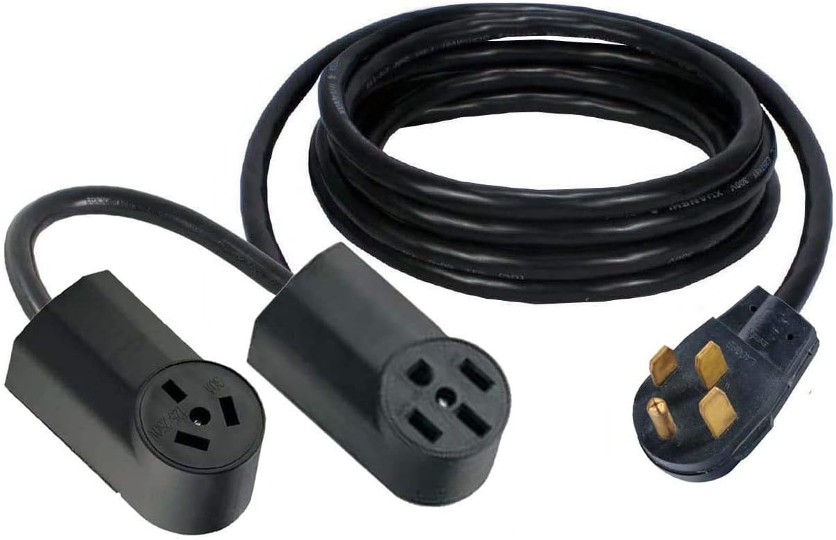 Y Adapter 2-Way Connector 14-50P Male 4-Pin Plug To 10-50R & 14-50R Stove Oven Range Receptacle Outlet Box Dual Electrical Power Cord Splitter 220/250V NEMA FX445