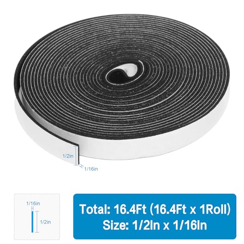 Image of DGSL Foam Weather Stripping, 1 /2 inch x1 /16, 16.4Ft Door Window Seal Tape