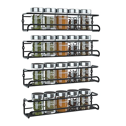 Homelet Gewürzregal für Gewürze, 4 Ebenen, flexible Regale für Gewürze und Gewürzgläser, an der Wand montiert, für Küchenschrank, Toilettenartikel Cover