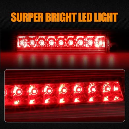 Image of Third 3rd Brake Light LED for 2007-2012 Dodge Nitro, High Mount Rear Brake Lights Assembly for 07-12 Dodge Nitro, Waterproof Center Cab Lamp Stop Light (Red)