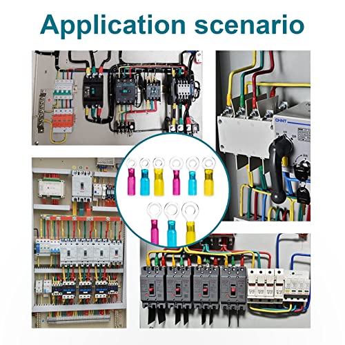 160 Pcs Heat Shrink Wire Connectors, 22-10 Awg Ring Terminals Waterproof, 22-10 Awg Wire Terminals Marine Automotive For #10 1/4" 5/16" 3/8" Stud #TOP4