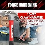 Claw Hammer With fiberglass Handle – 16-oz, Red and Black (YY-1-003) - Image 4