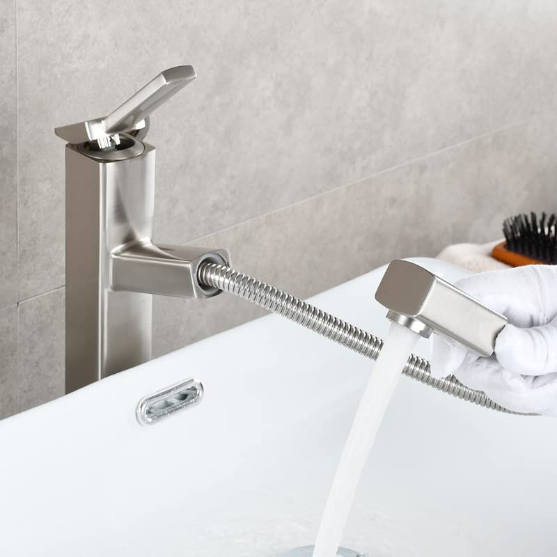 Grifo de cobre negro cepillado para baño con sistema monomando extraible 3