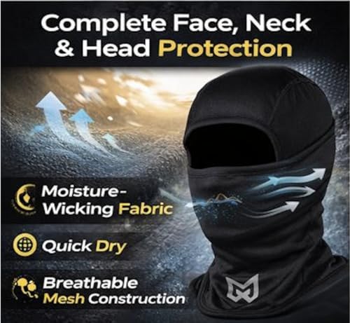 Image of Balaclava for Men & Women | Face Mask for Bike Riding | Motorcycle Balaclava | Helmet Mask | Breathable Neck Gaiter | Moisture-Wicking Black