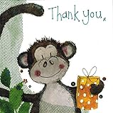 Alex Clark Monkey Thank You Social Stationary Pack of 8 Cards and Envelopes