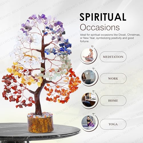 Image of Seven Chakra Crystal Tree of Life Money Bonsai Birthday Gifts for Women