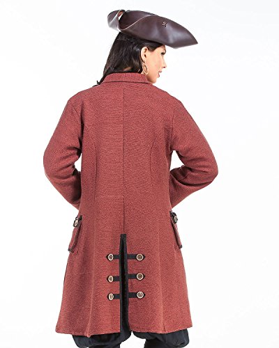 Captain Jacquotte Delahaye Pirate Renaissance Medieval Womens Costume Coat (Large) Red #TOP3