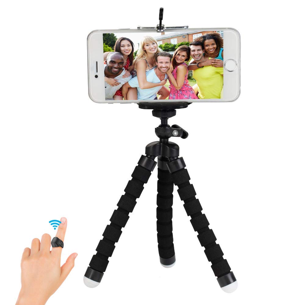 My Clik Ring Bluetooth Selfie/Video Remote with Tripod (Seafoam with Blue Tripod), Standard