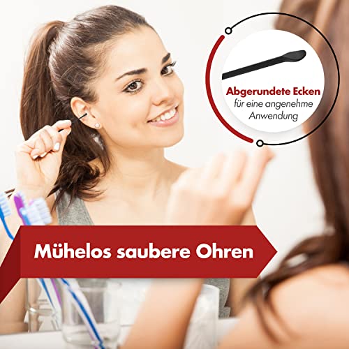 NEUMANN® Wiederverwendbares Ohrenreinigungs-Set - rostfreier Edelstahl - Handliche Aufbewahrungsbox (Schlinge, Spirale & Löffelform) Premium Ohrenschmalz-Entferner für Erwachsene [Schwarz Eloxiert]