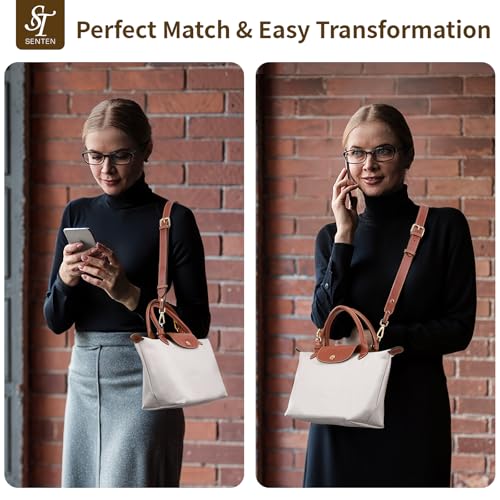 Image of SENTEN Purse Straps Replacement, Leather Crossbody Shoulder Strap Kit Adjustable for S /M Longchamp