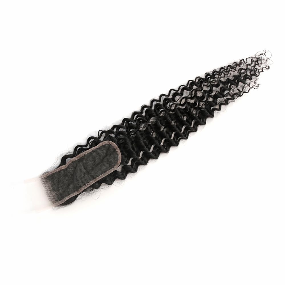 MEODI 2x6 HD Lace Hair Closure Deep Curly, Real Ultra Thin 0.1mm Swiss HD Skinlike Lace,2x6 Virgin Human Hair Lace Closure Only With Bleached Knots, Bare Bling Lace Closures 12 Inch