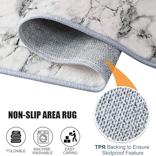 Tapis grand salon lavable en machine texture marbre 80x150 cm - 8